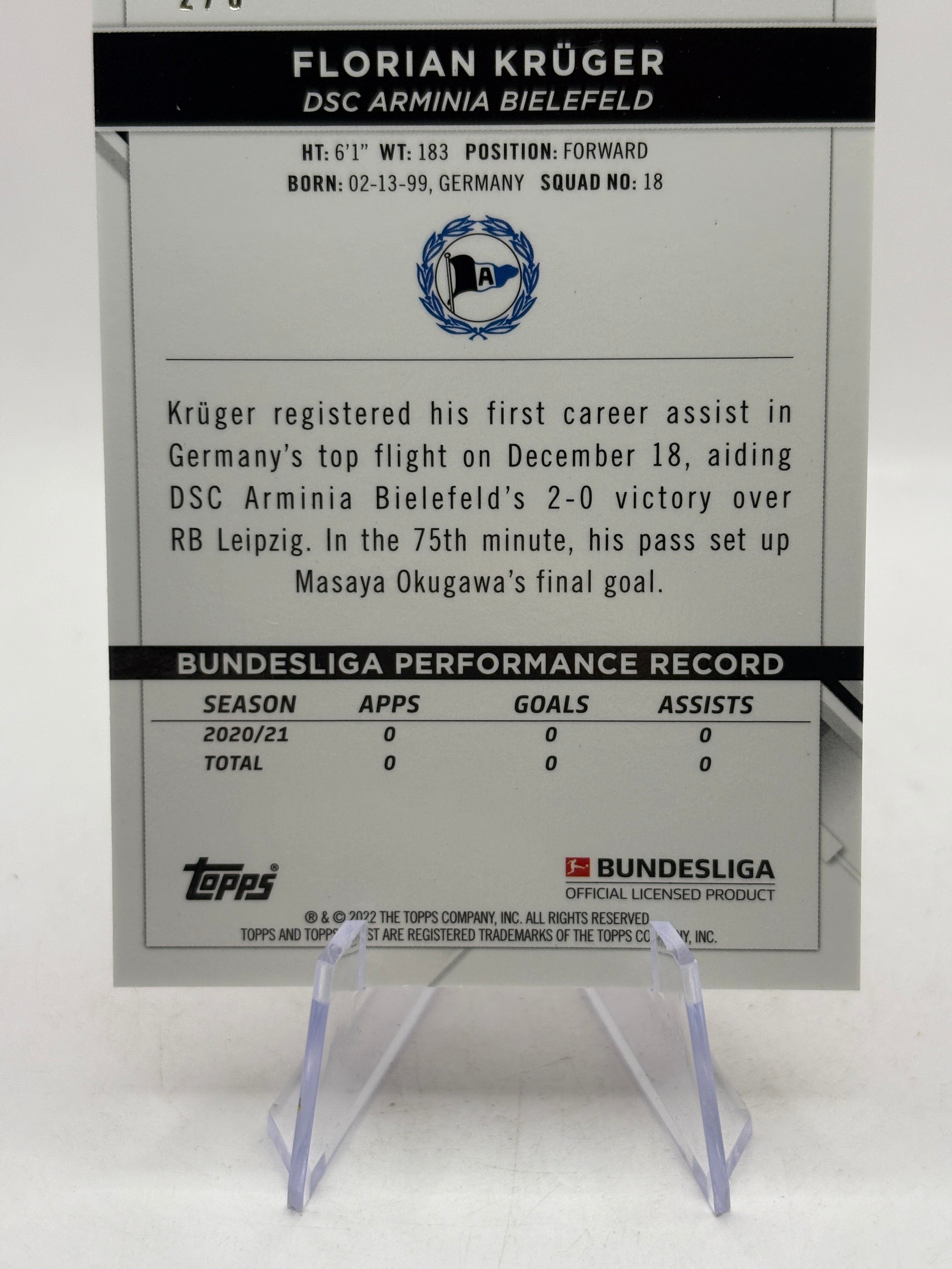 2022-23 Topps Bundesliga #29 Florian Kruger 2/5 Red Rookie, photo 8